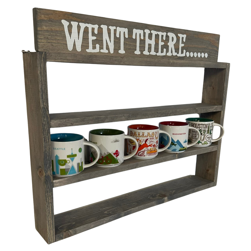 Personalized Coffee Mug Rack: You Are Here Collection Display Shelf Up to 5 Mugs Across, 26"