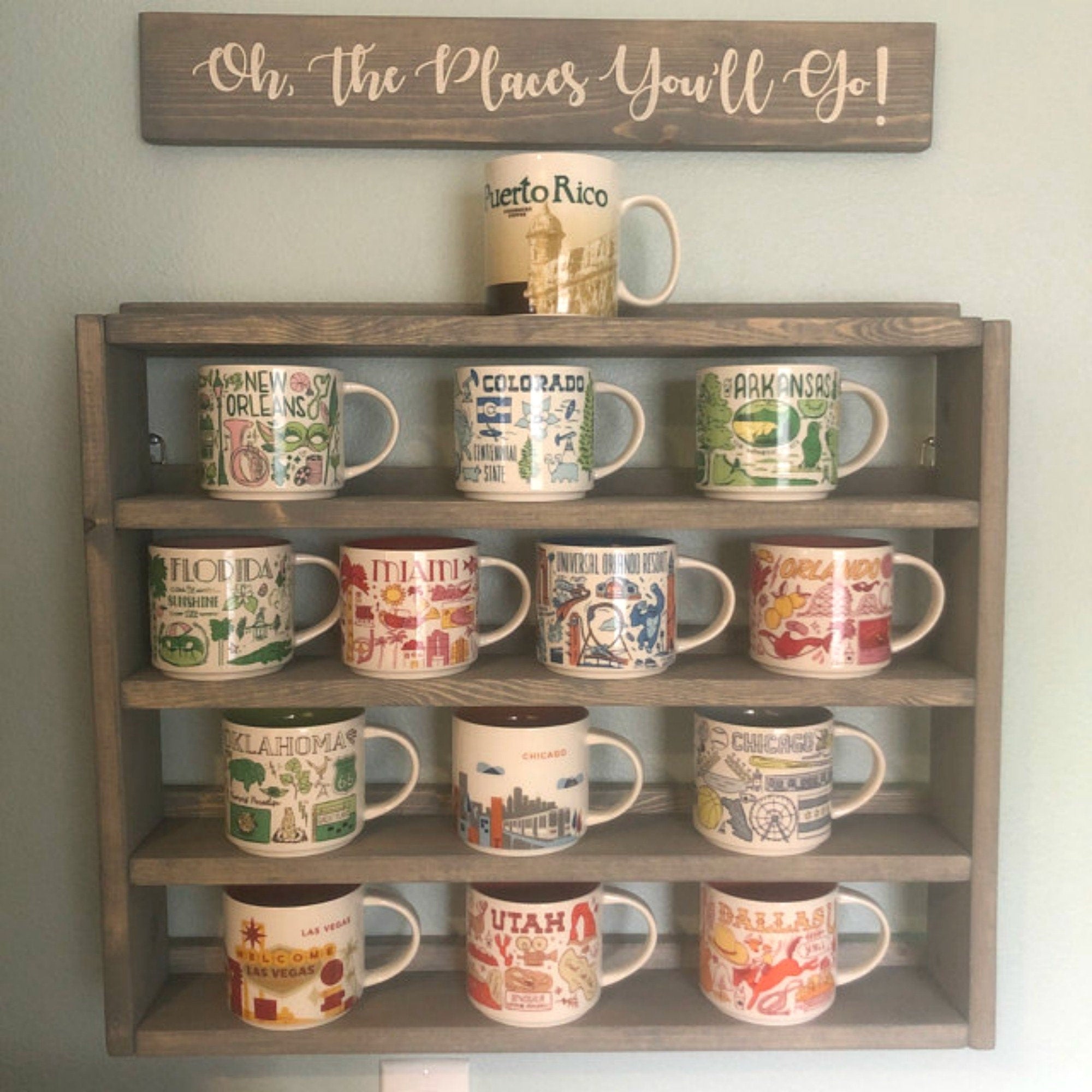 You Are Here Mug Rack: XL Coffee Mug Display Shelf