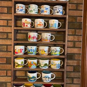Personalized Coffee Mug Rack: You Are Here Collection Display Shelf Up to 5 Mugs Across, 26"