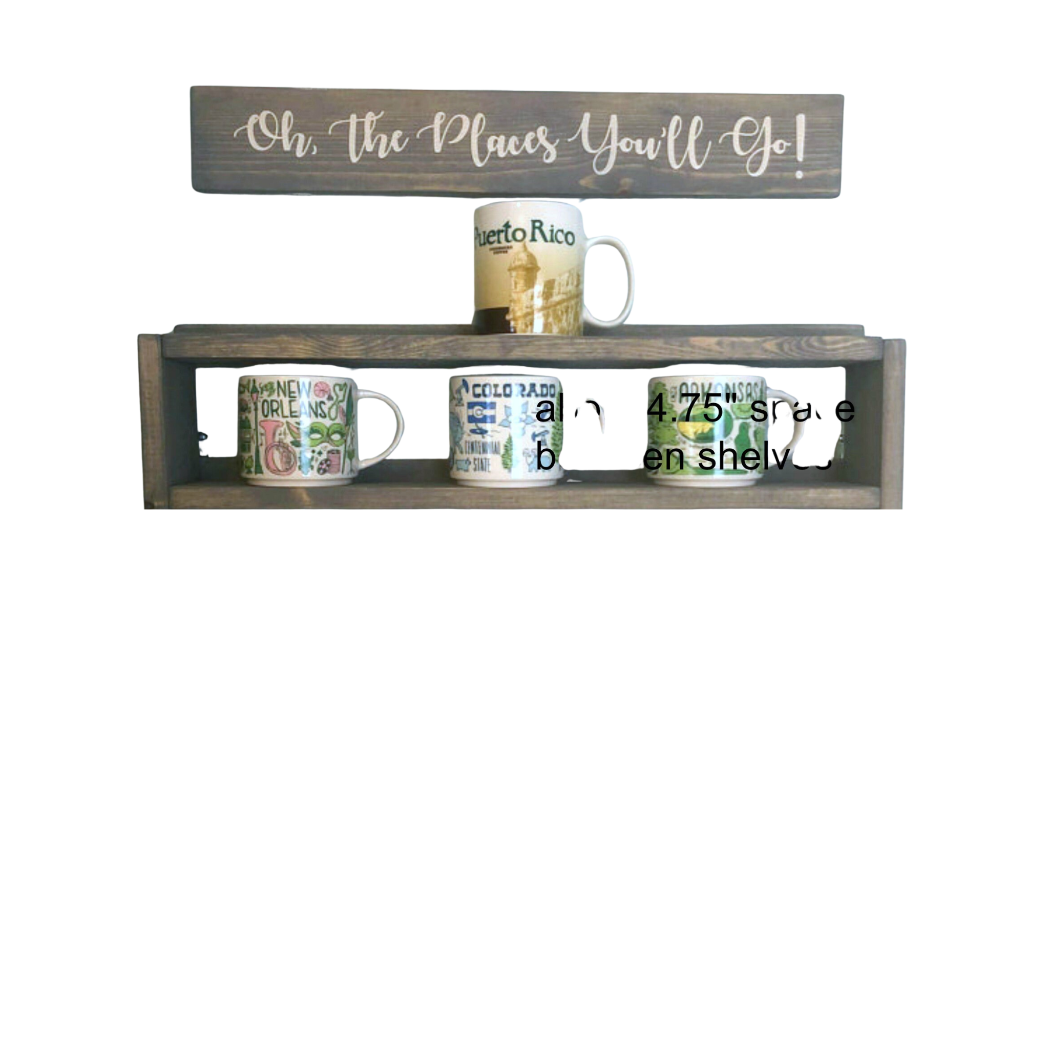 You Are Here Mug Rack: XL Coffee Mug Display Shelf
