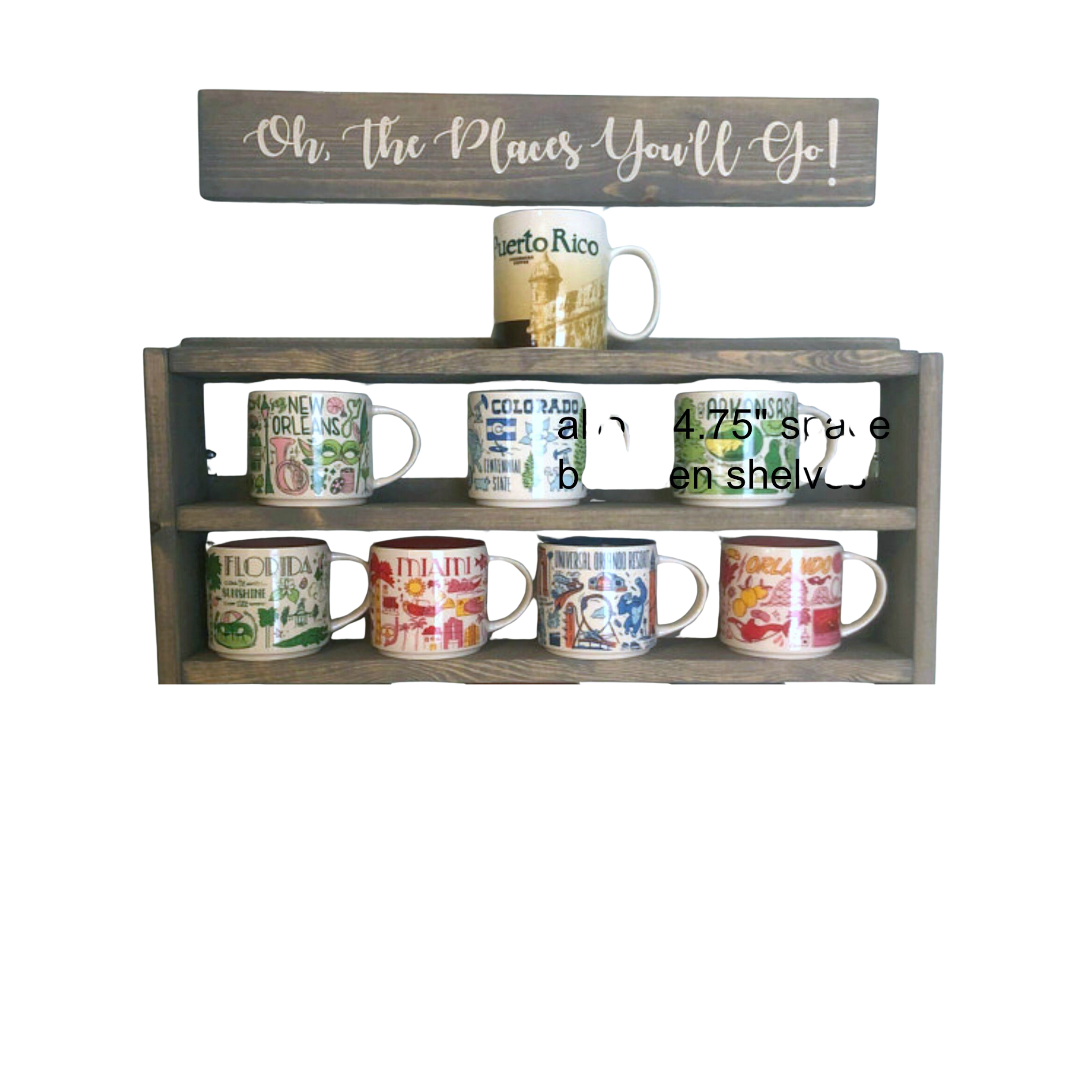 You Are Here Mug Rack: XL Coffee Mug Display Shelf