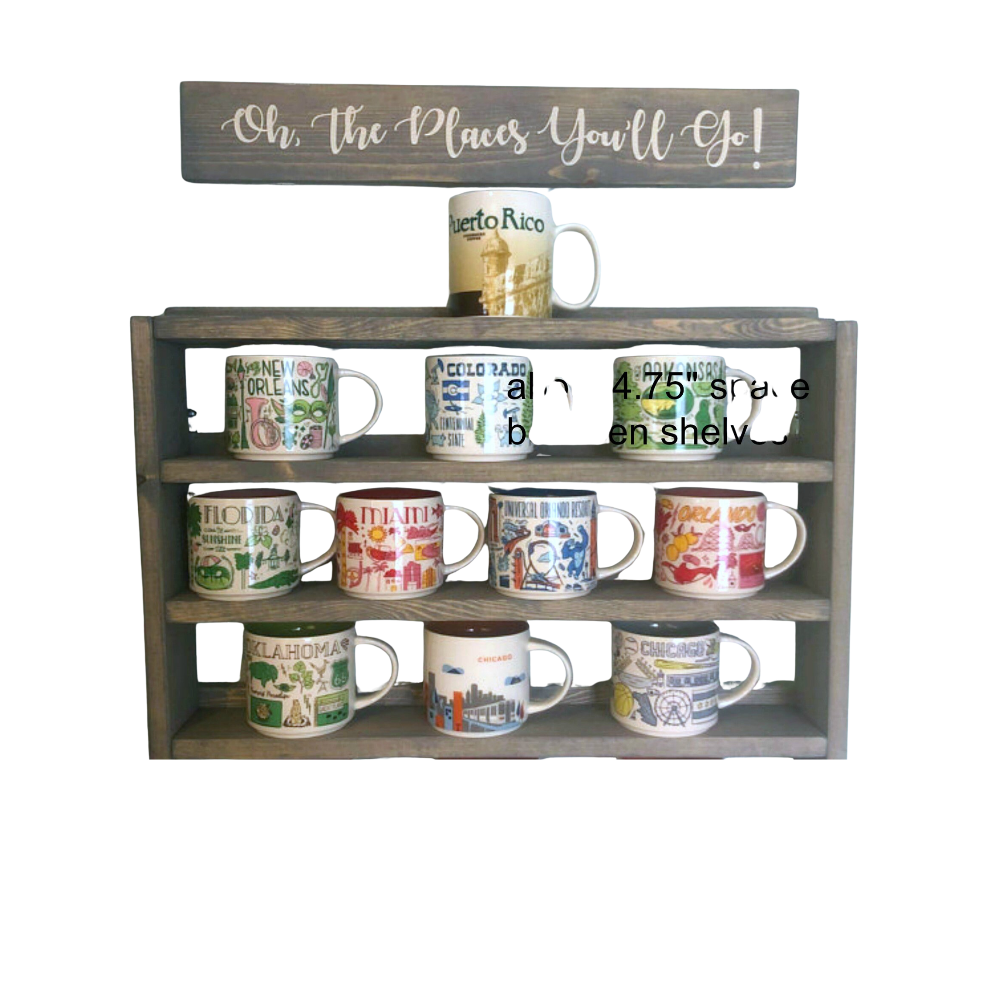 You Are Here Mug Rack: XL Coffee Mug Display Shelf