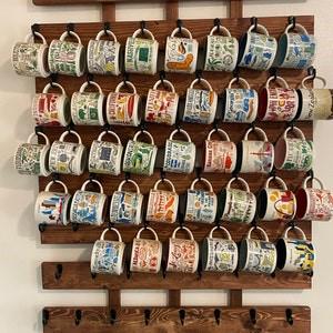 XL Coffee Mug Rack with Hooks – You Are Here & Been There Collection Display