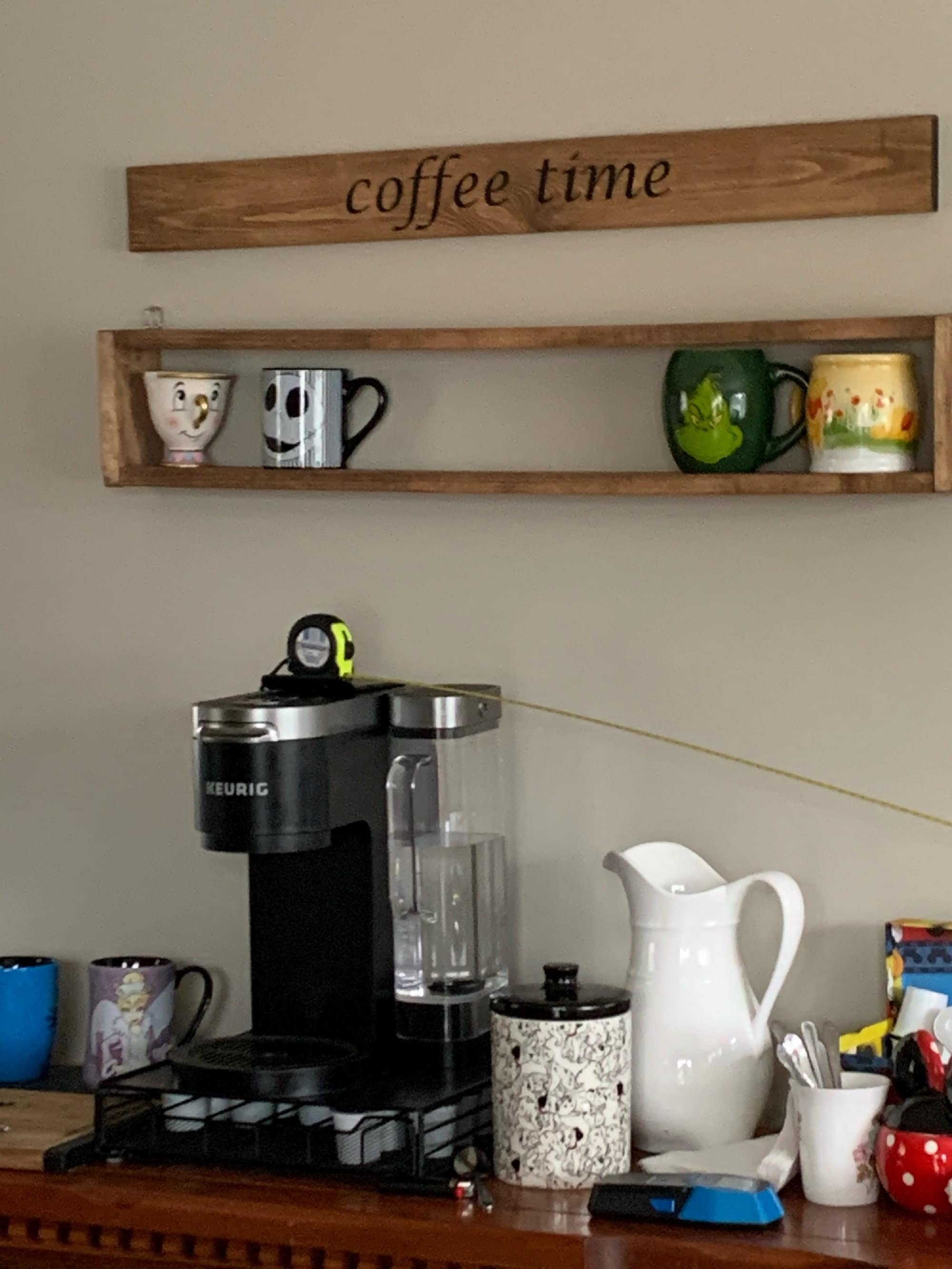 You Are Here Mug Rack – XL Coffee Mug Display Shelf | Holds 16–72 Mugs Up to 8 Mugs Across