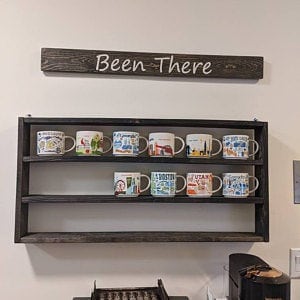 You Are Here Mug Rack – XL Coffee Mug Display Shelf | Holds 16–72 Mugs Up to 8 Mugs Across