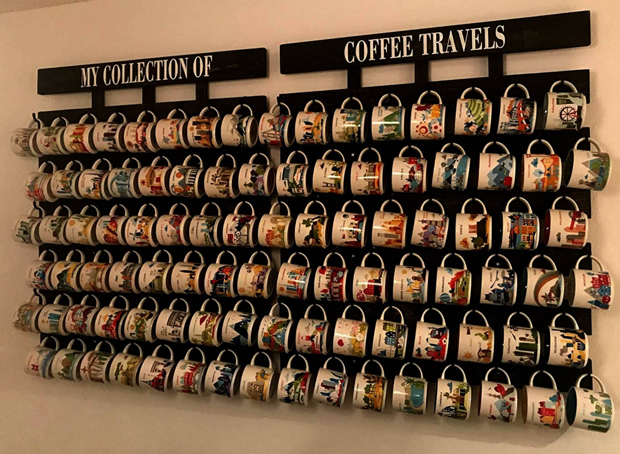 XL Coffee Mug Rack with Hooks – You Are Here & Been There Collection Display