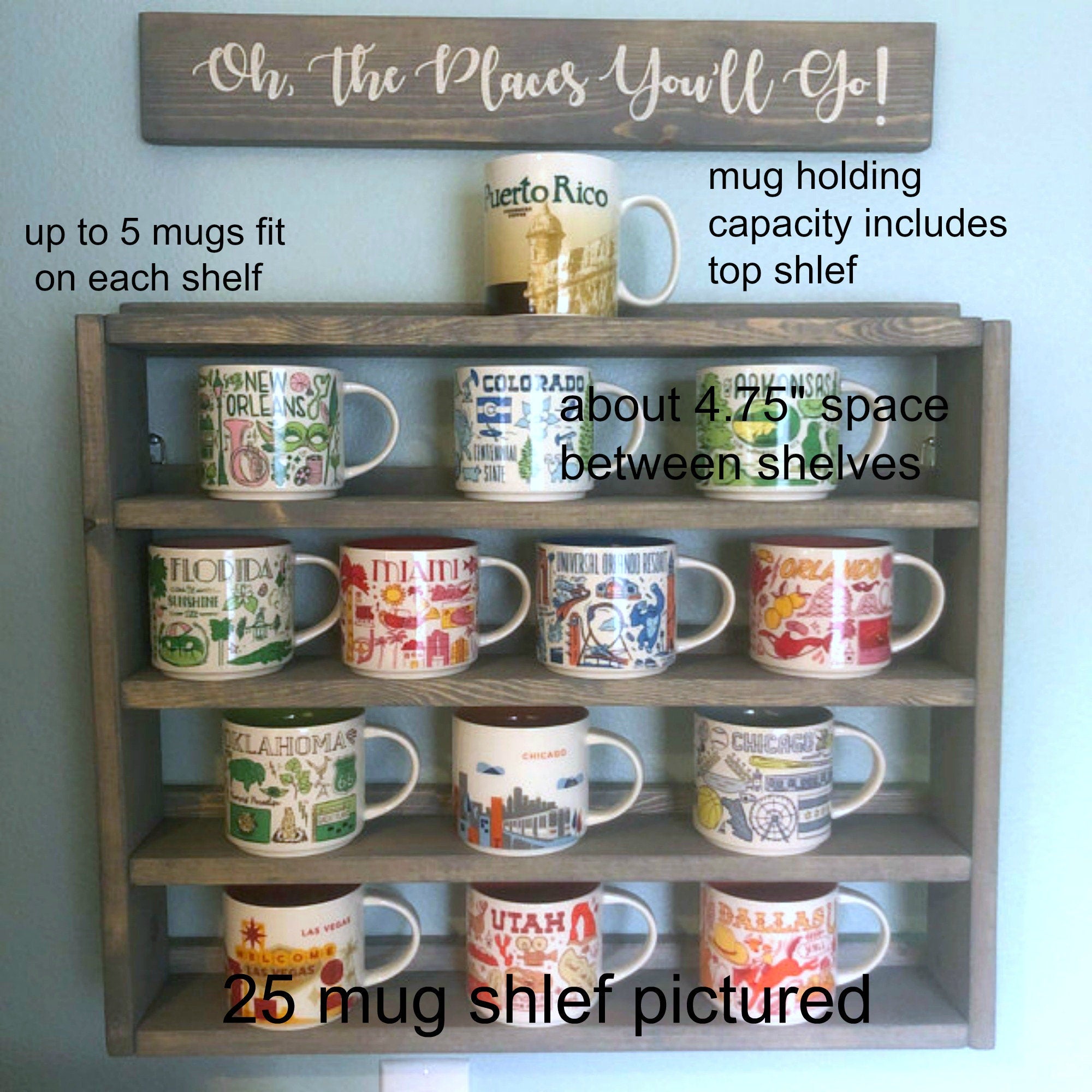 You Are Here Mug Rack: XL Coffee Mug Display Shelf
