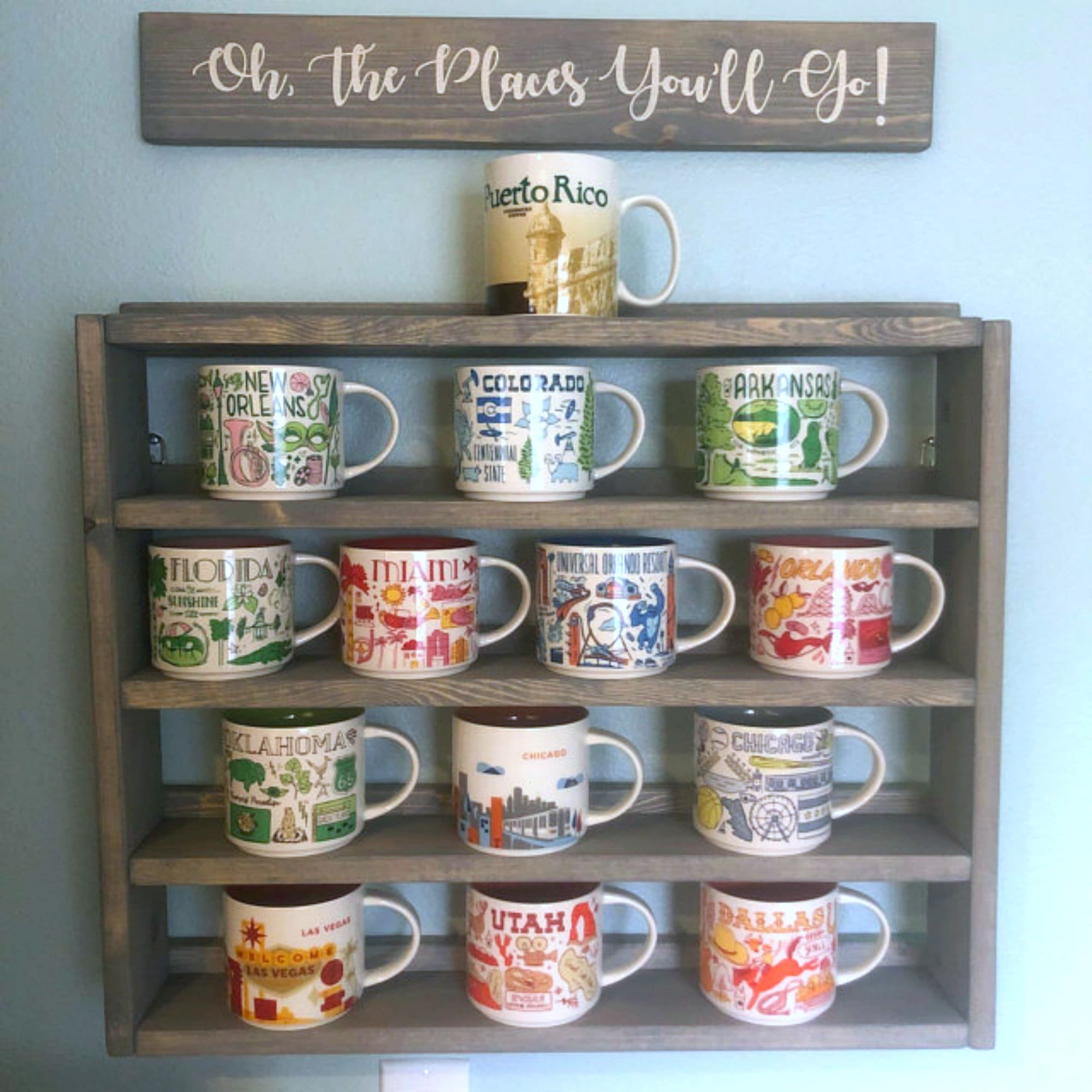 You Are Here Mug Rack: XL Coffee Mug Display Shelf